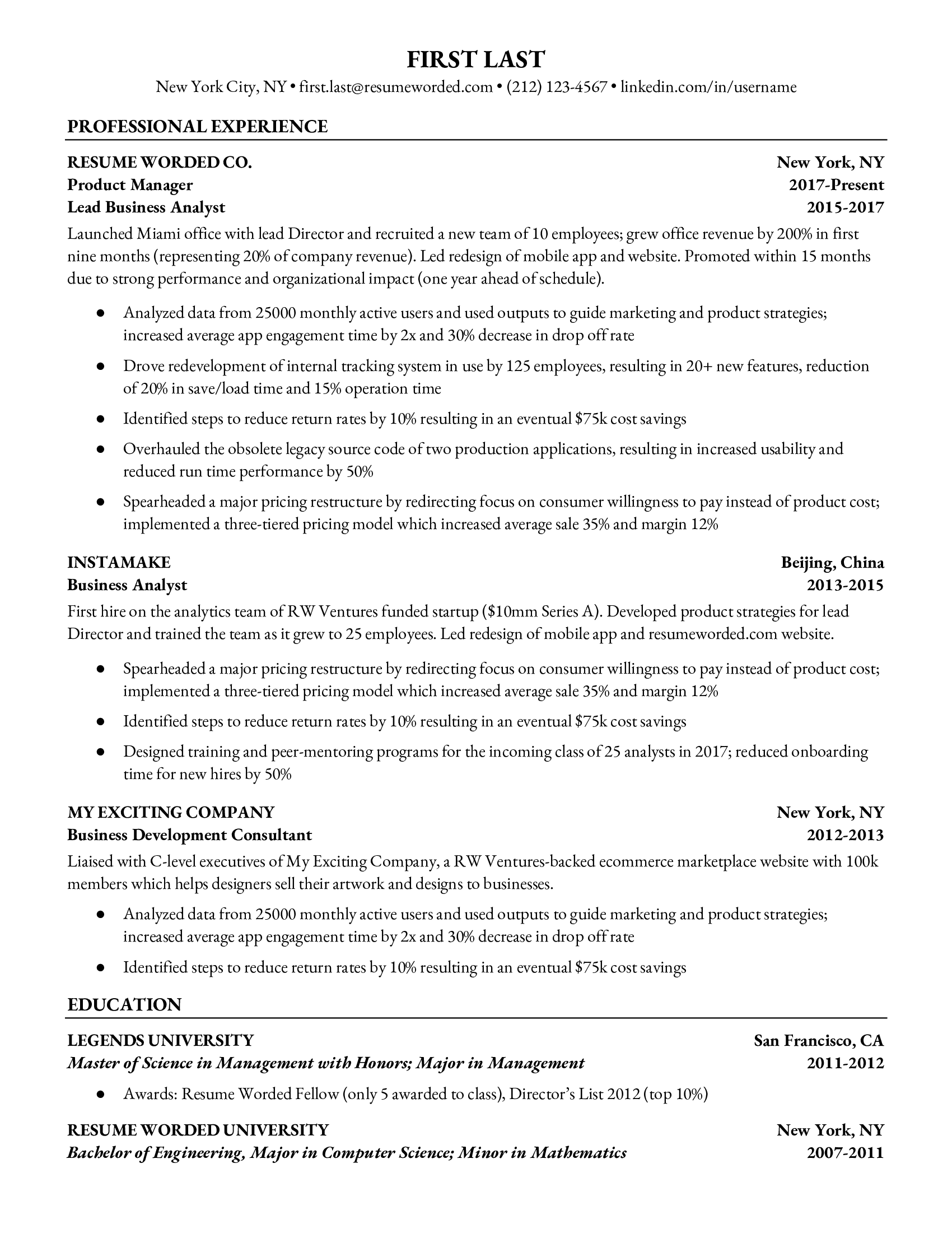 Professional Resume Template: preview