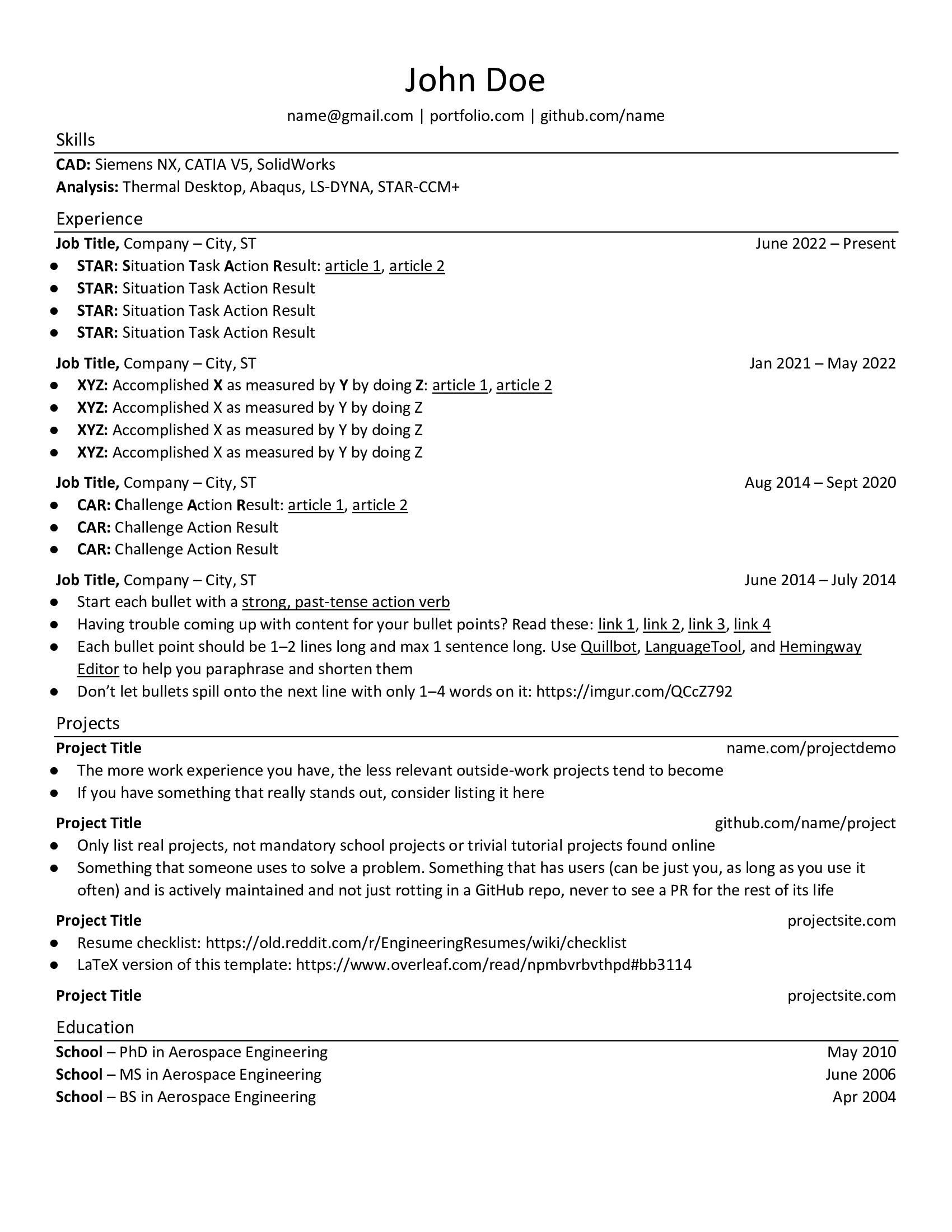 Engineering Resume Template: preview